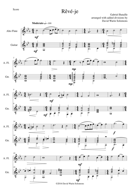 Rêvé-je (Am I Dreaming?) for alto flute and guitar (arr. David Warin Solomons)