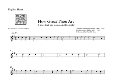 How Great Thou Art - "O store Gud." - Easy Baritone English Horn (arr. Daniel H Rosa)