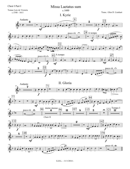 Missa Laetatus sum - Woodwind Addendum (arr. Glen D. Lienhart)