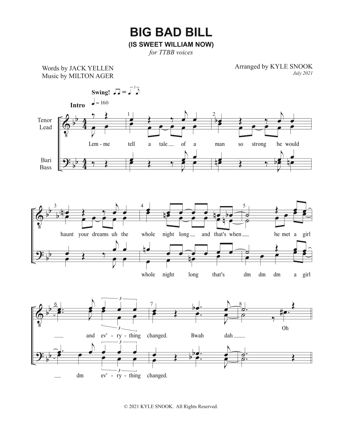 Big Bad Bill (Is Sweet William Now) (arr. Kyle Snook)