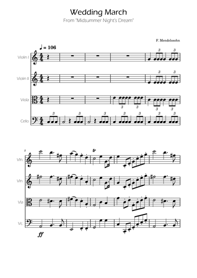 Wedding March - String quartet - F.Mendelssohn (arr. Ygor Nunes)