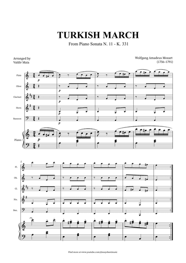 Turkish March - Woodwind Quintet and Piano (arr. Valdir Maia)