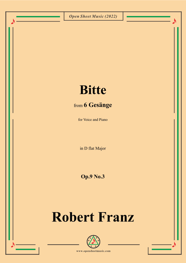 Franz-Bitte(Weil' auf mir),in D flat Major,Op.9 No.3,from 6 Gesange (arr. OSM Press)