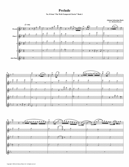 Prelude 08 from  Well-Tempered Clavier, Book 1 (Flute Quintet) (arr. Richard Byrnes)