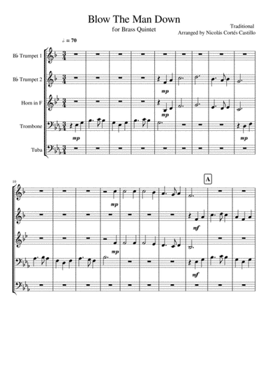 Blow the Man Down - Brass Quintet (arr. Nicolás Cortés Castillo)
