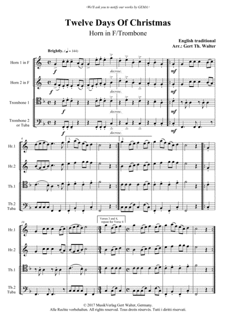 Twelve Days Of Christmas (arr. Gert Th. Walter)