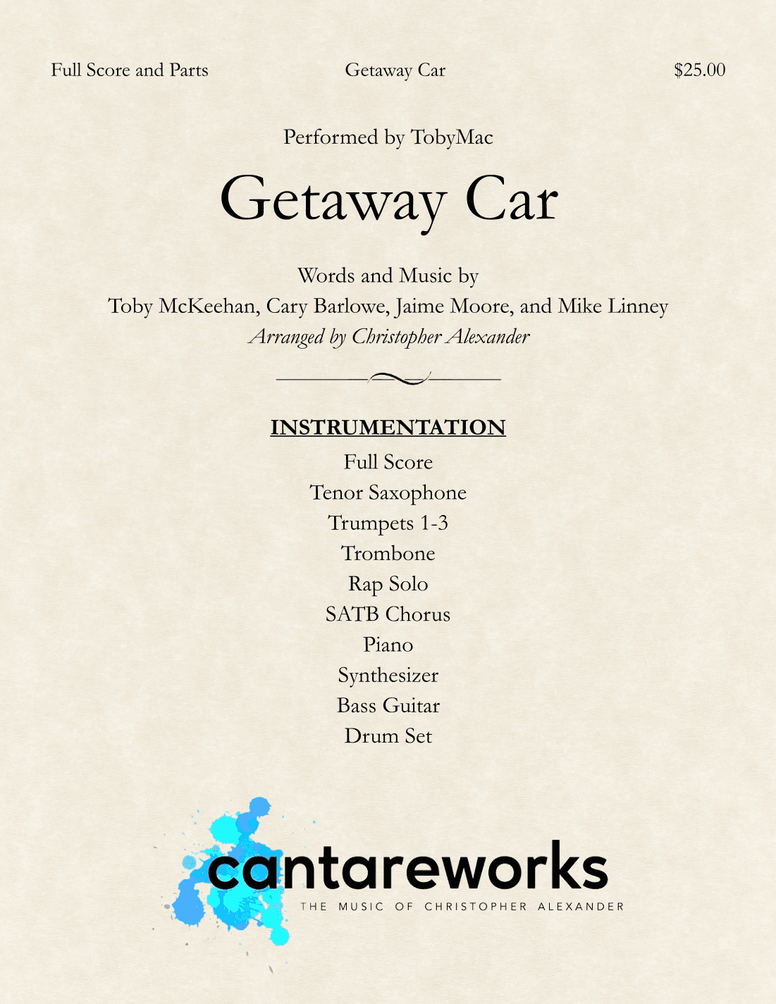 Getaway Car (arr. Christopher Alexander)
