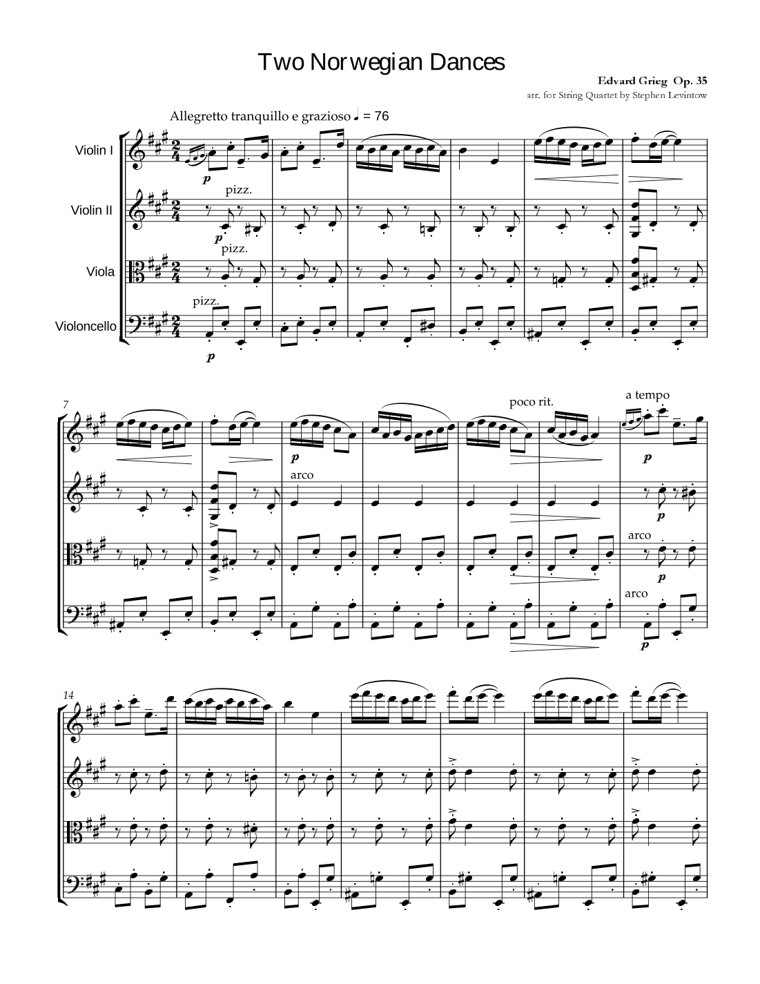 Two Norwegian Dances (arr. Stephen Levintow)