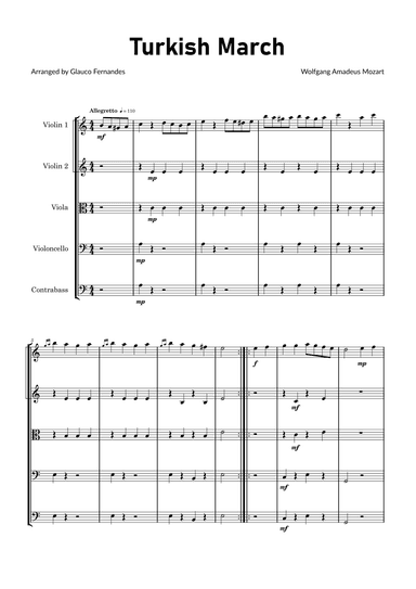 Turkish March by Mozart - String Quintet (arr. Glauco Fernandes)