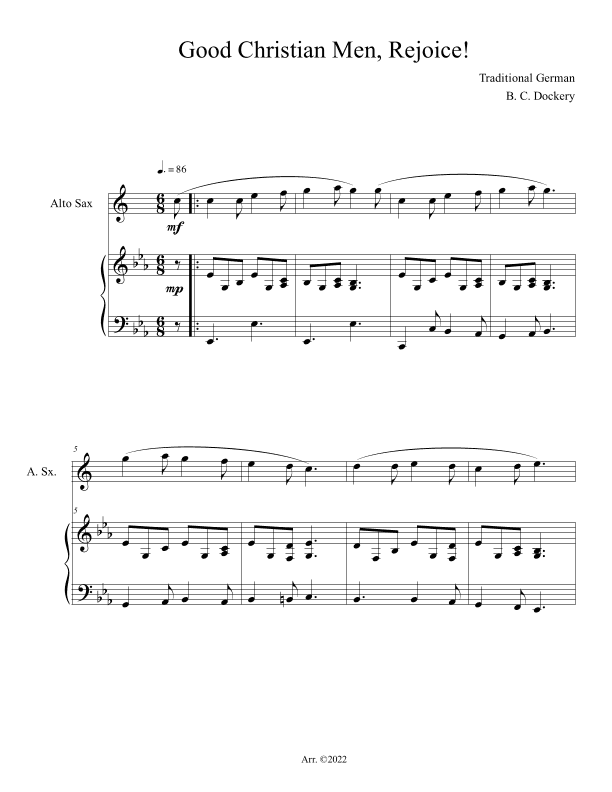 Good Christian Men, Rejoice! (Alto Sax Solo with Piano Accompaniment) (arr. B. C. Dockery)