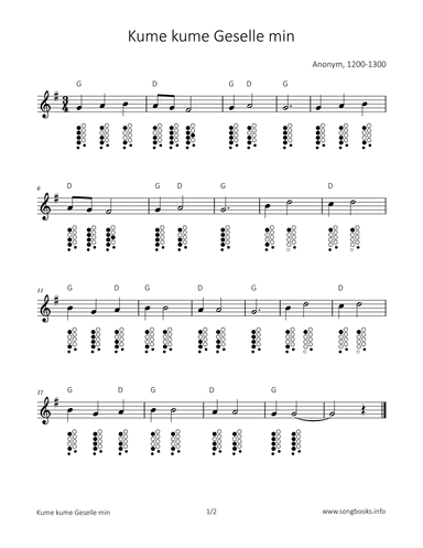 Kume kume Geselle min (arr. songbooks.info)