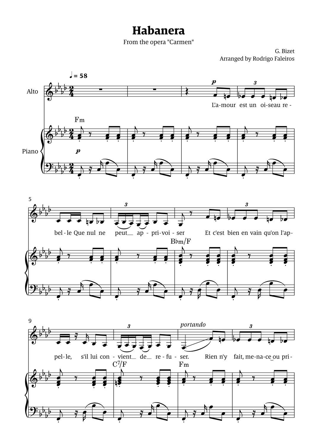 Habanera (for alto - F minor/major) (arr. Rodrigo Faleiros)