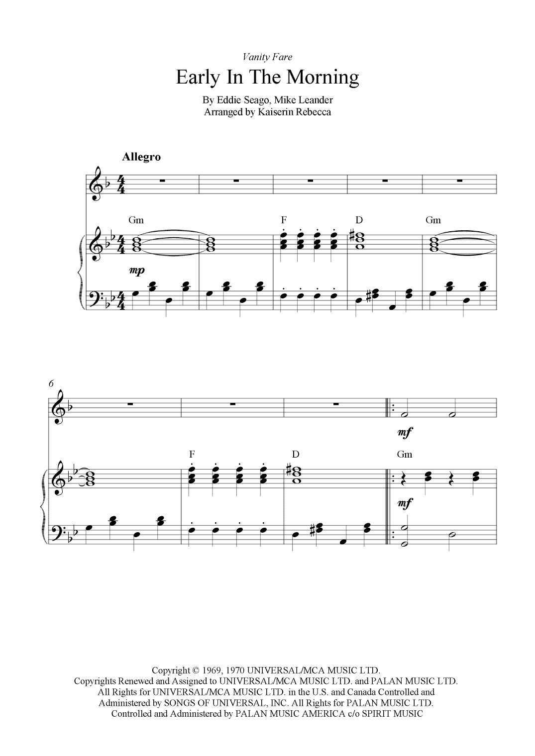 Early In The Morning (arr. Kaiserin Rebecca)