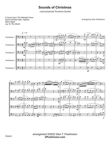 SOUNDS OF CHRISTMAS - Trombone Quintet (or Low Brass Ensemble) - unaccompanied (arr. Glen Poehlmann)
