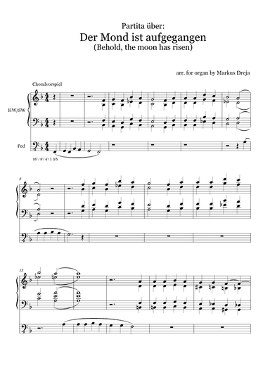 Der Mond ist aufgegangen - 4 Partiten für Orgel über das bekannte Abendlied (arr. Markus Dreja)