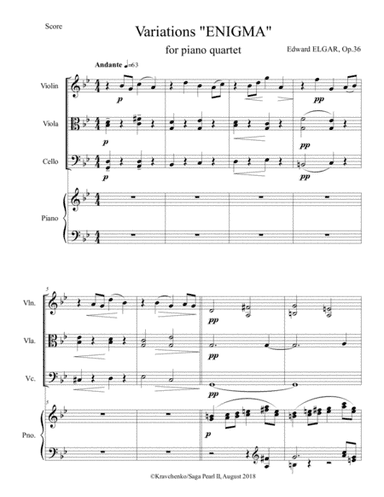 Edward Elgar - Variations "Enigma" arr. for piano quartet (score and parts) (arr. Julia Samarska)