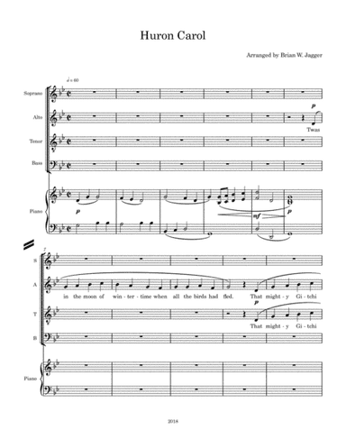 Huron Carol - SATB (arr. Brian Jagger)