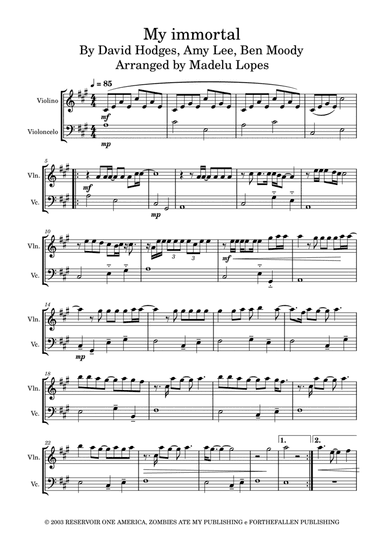 My Immortal (arr. Madelu Lopes)