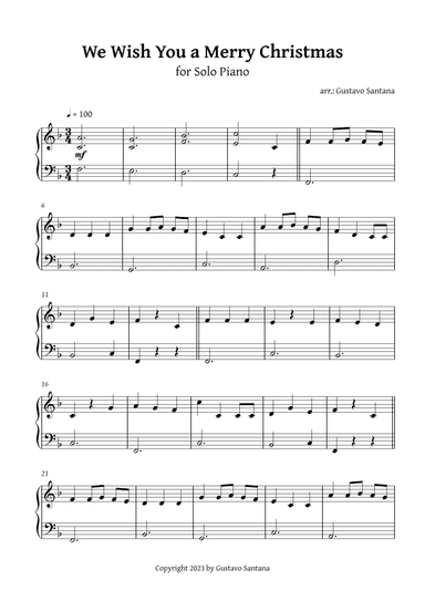 We Wish You a Merry Christmas for Solo Piano (arr. Gustavo Santana)