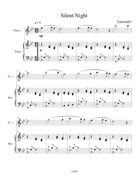 Silent Night (flute solo) with optional piano accompaniment (arr. B C Dockery)