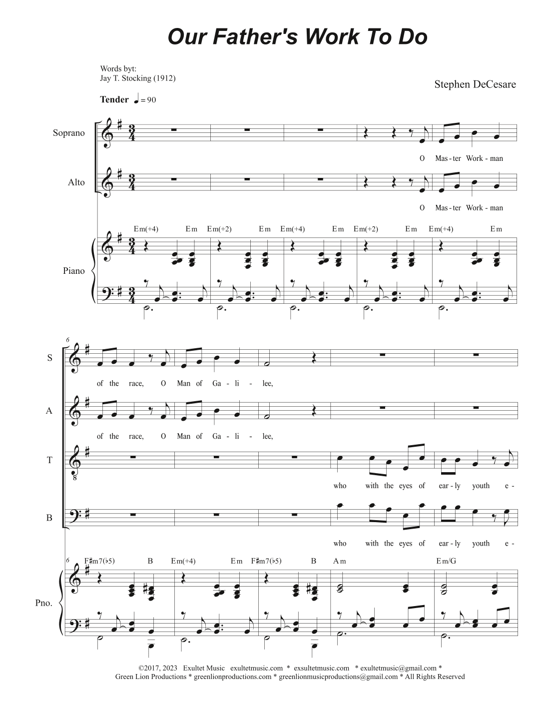 Our Father's Work To Do (Vocal Quartet - (SATB)