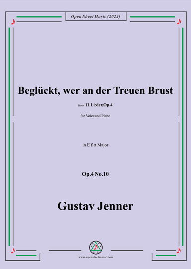 Jenner-Beglückt,wer an der Treuen Brust,in E flat Major,Op.4 No.10 (arr. OSM Press)