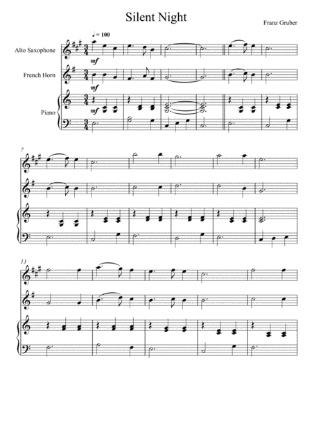 Franz Gruber - Silent Night (Alto Saxophone and French Horn Duet) (arr. André Laitano)