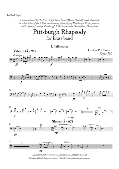 Carson Cooman: Pittsburgh Rhapsody (2008) for brass band, Euphonium 1 and 2 part
