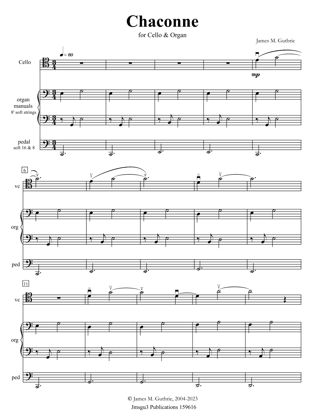 Guthrie: Chaconne for Cello & Organ