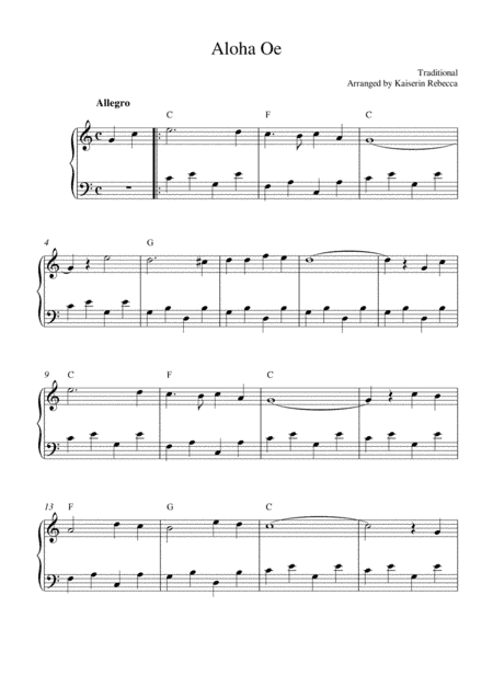 Aloha Oe (arr. Kaiserin Rebecca)