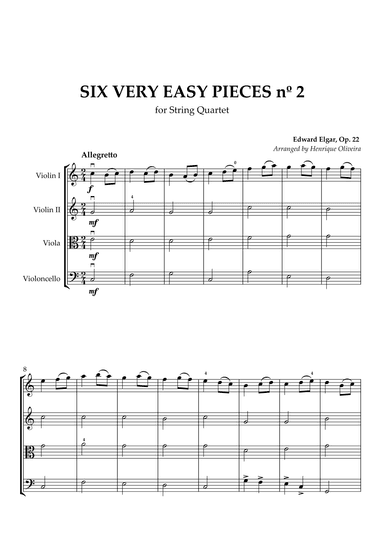 Six Very Easy Pieces nº 2 (Allegretto) - for String Quintet (arr. Henrique Oliveira)