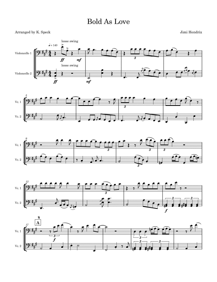 Bold As Love (arr. K. Speck)