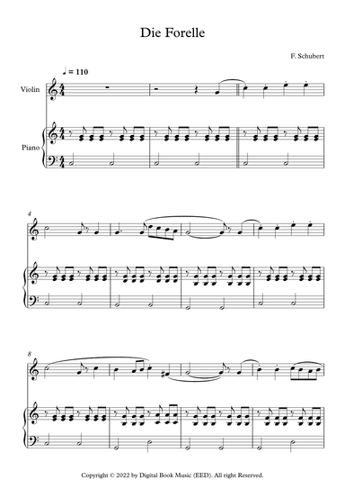 Die Forelle - Franz Schubert (Violin + Piano) (arr. Digital Book Music)