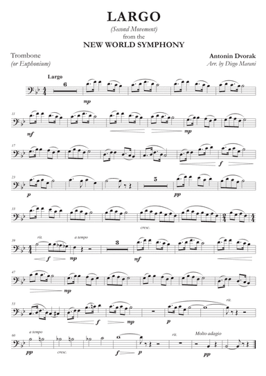 Largo from "New World Symphony" for Trombone/Euphonium and Piano (arr. Diego Marani)