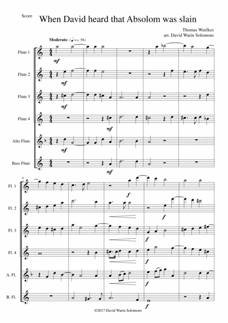 When David heard that Absalom was slain (flute sextet) (arr. David Warin Solomons)