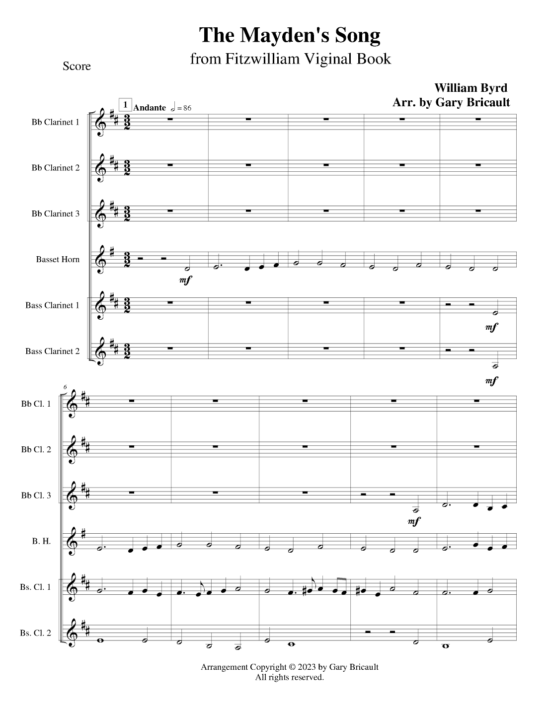 The Mayden's Song (arr. Gary Bricault)