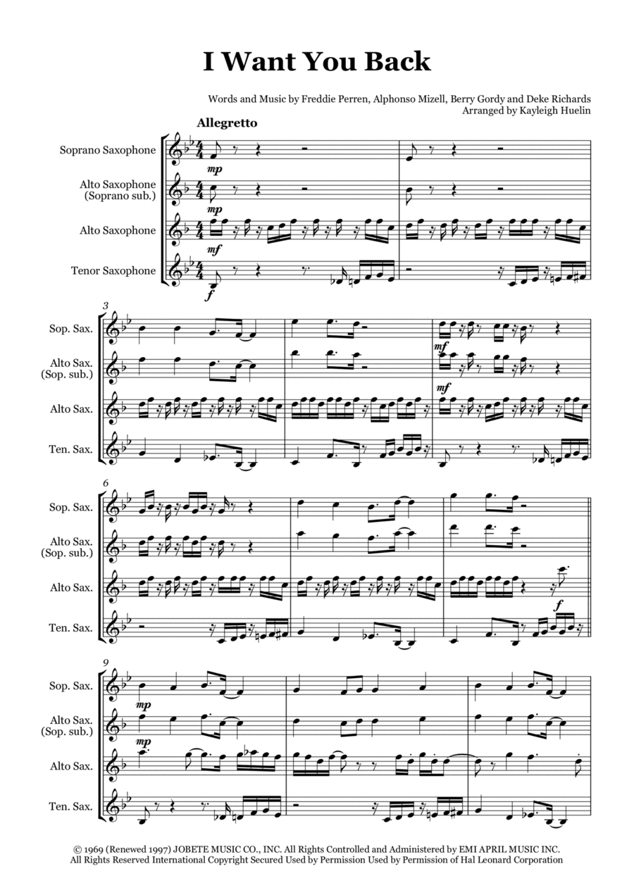 I Want You Back (arr. Kayleigh Huelin)