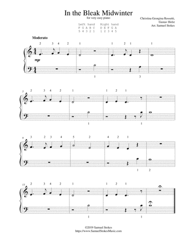 In the Bleak Midwinter - for very easy piano (arr. Samuel Stokes)