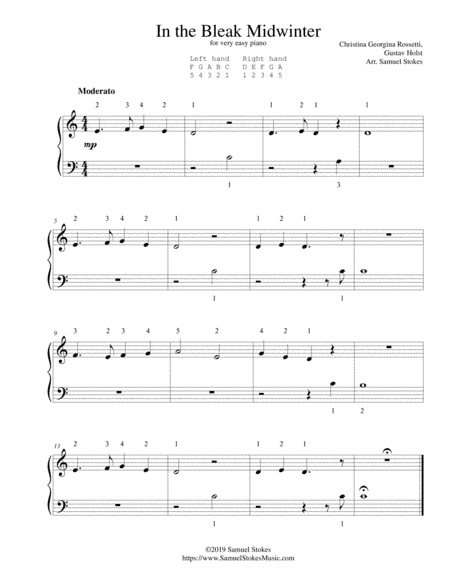 In the Bleak Midwinter - for very easy piano (arr. Samuel Stokes)