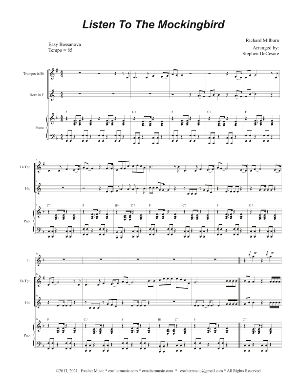 Listen To The Mockingbird (Duet for Bb-Trumpet and French Horn) (arr. Stephen DeCesare)