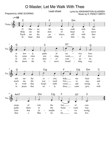 O Master Let Me Walk with Thee (Lead Sheet) (arr. Jane Scoring (Evgeniya Kozhevnikova))