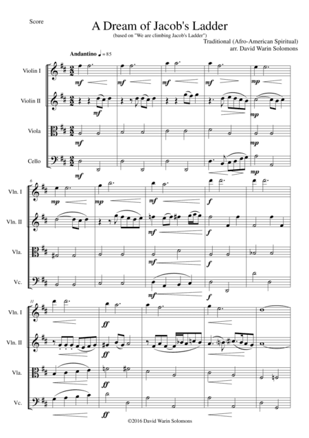 A dream of Jacob's ladder for string quartet (arr. David Warin Solomns)