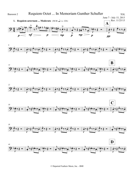 Requiem Octet ... In Memoriam Gunther Schuller (2015) 2nd bassoon part