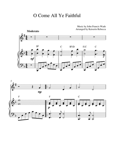 O Come All Ye Faithful (for tenor saxophone solo and piano accompaniment) (arr. Kaiserin Rebecca)