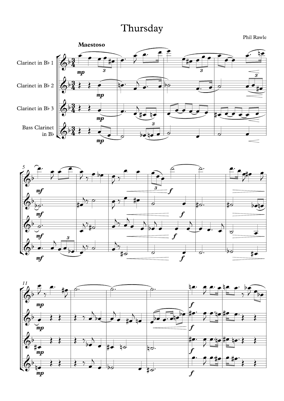 Thursday - Clarinet Quartet