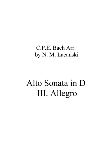 Alto Sonata in D III. Allegro (arr. Nick Lacanski)