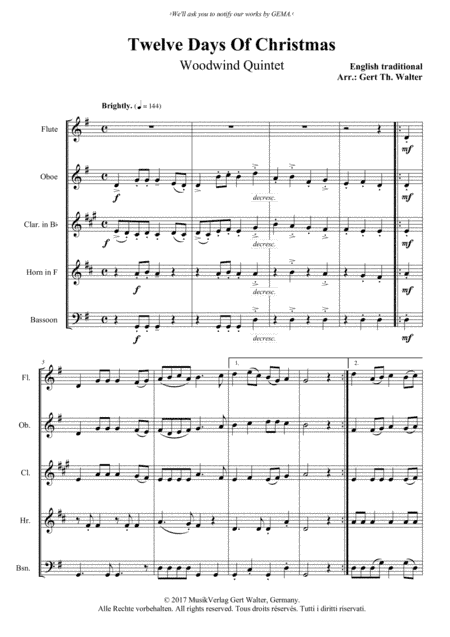 Twelve Days Of Christmas (arr. Gert Th. Walter)