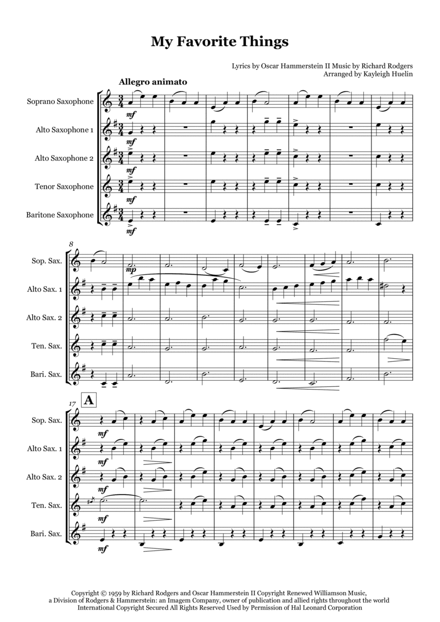 My Favorite Things (arr. Kayleigh Huelin)