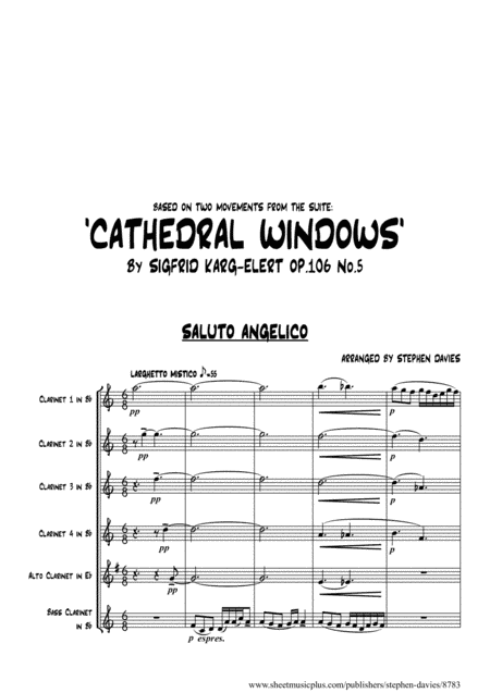 'Cathedral Windows' (Movements 5 & 6) By Sigfrid Karg-Elert for Clarinet Sextet. (arr. Stephen Davies)