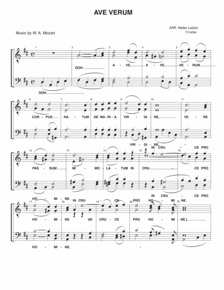 AVE VERUM (arr. Walter Latzko)